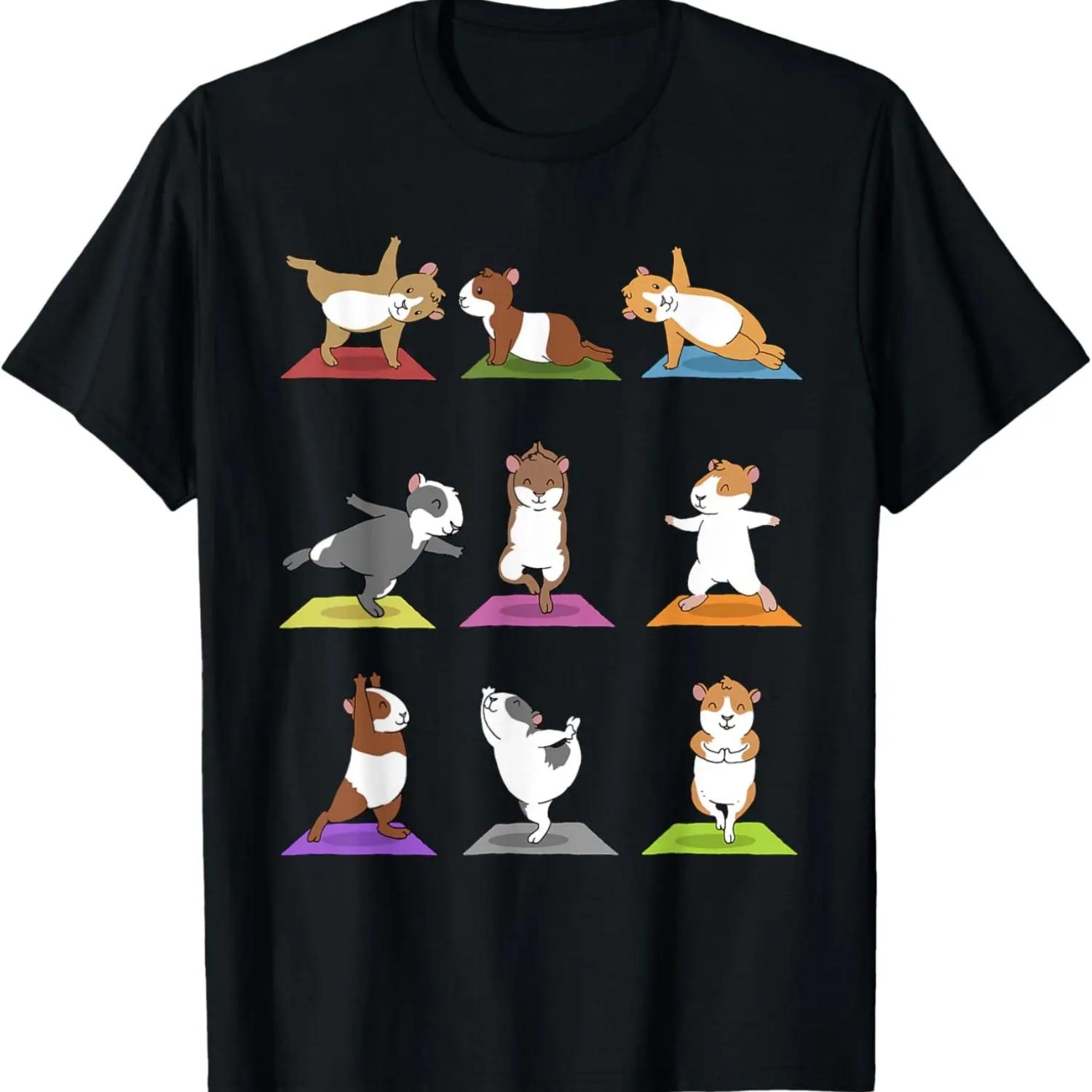 Guinea Pig T-Shirt Funny Guinea Pigs In Yoga Poses Tee S