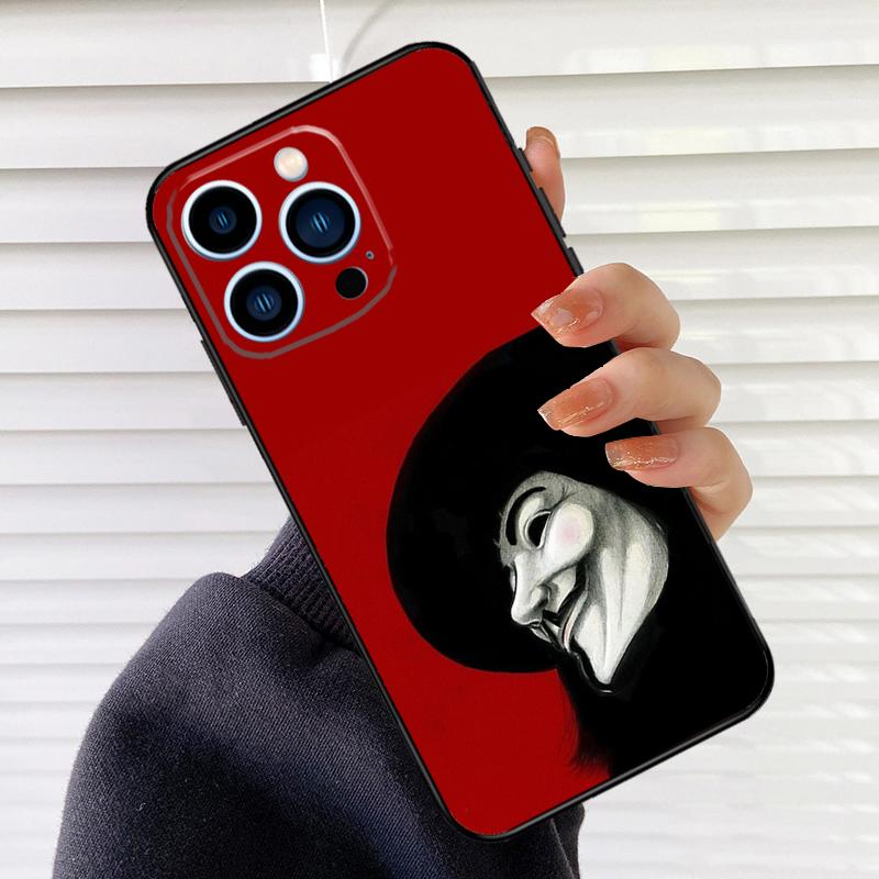 V for Vendetta Case For iPhone 16 15 13 14 Pro Max 12 Mini 11 14 Pro Max X XS XR Plus Soft Cover Coque