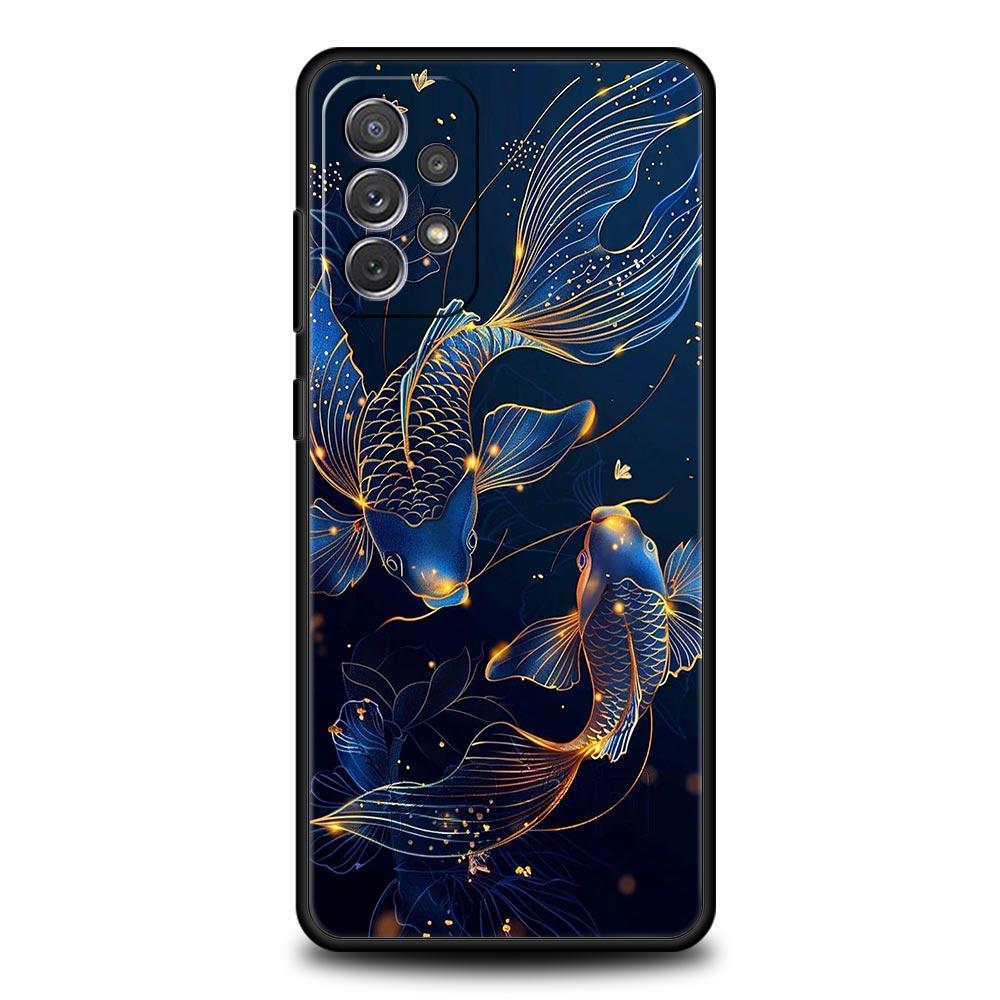 Goldfish Swimming Phone Case for Samsung Galaxy A55 A35 A15 A14 A13 A25 A54 A51 A71 A72 A73 A32 A52 A41 5G Soft TPU Shell Capas