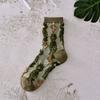 Retro three-dimensional relief socks female medium tube cute Mori series