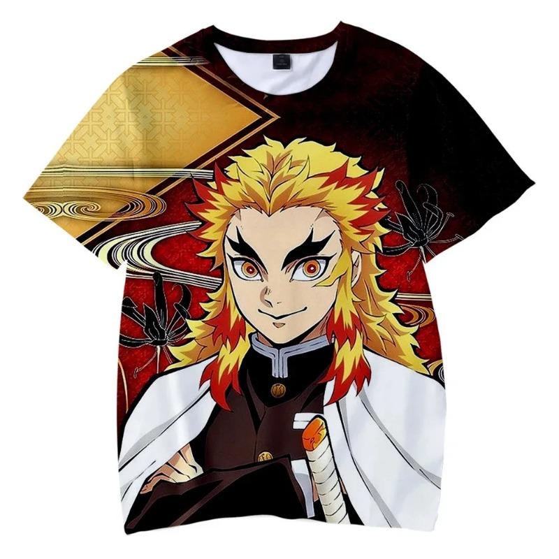 Sudadera de Manga Corta para Niños Top de Dibujos Animados Camiseta Estampada en 3D Anime Demon Slayer Niños Niñas Verano Moda Urbana Camiseta Top