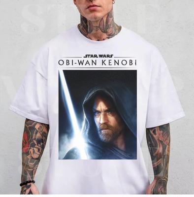 Star Wars Obi-Wan Kenobi Big Face Lightsaber Unisex Adult 100% Cotton T-shirt Mens Tees Top Kid Tee