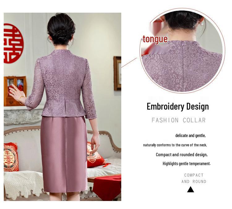 Elegant Purple Two-Piece Mother-in-Law Wedding Outfit 2025 - Fashionable, Slimming Dress Set with Flattering Design