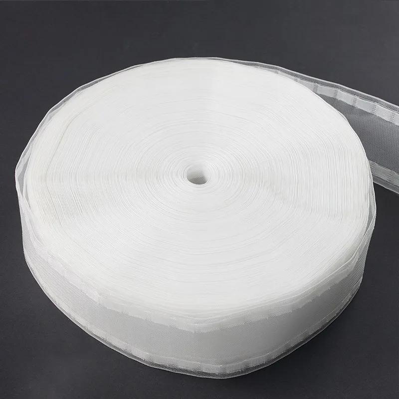 10/20/50M White Curtain Heading Pinch Pleat Tape DIY Home Sewing Curtain Accessories Tape Hook Rod Pocket Pull Pleated Ribbon