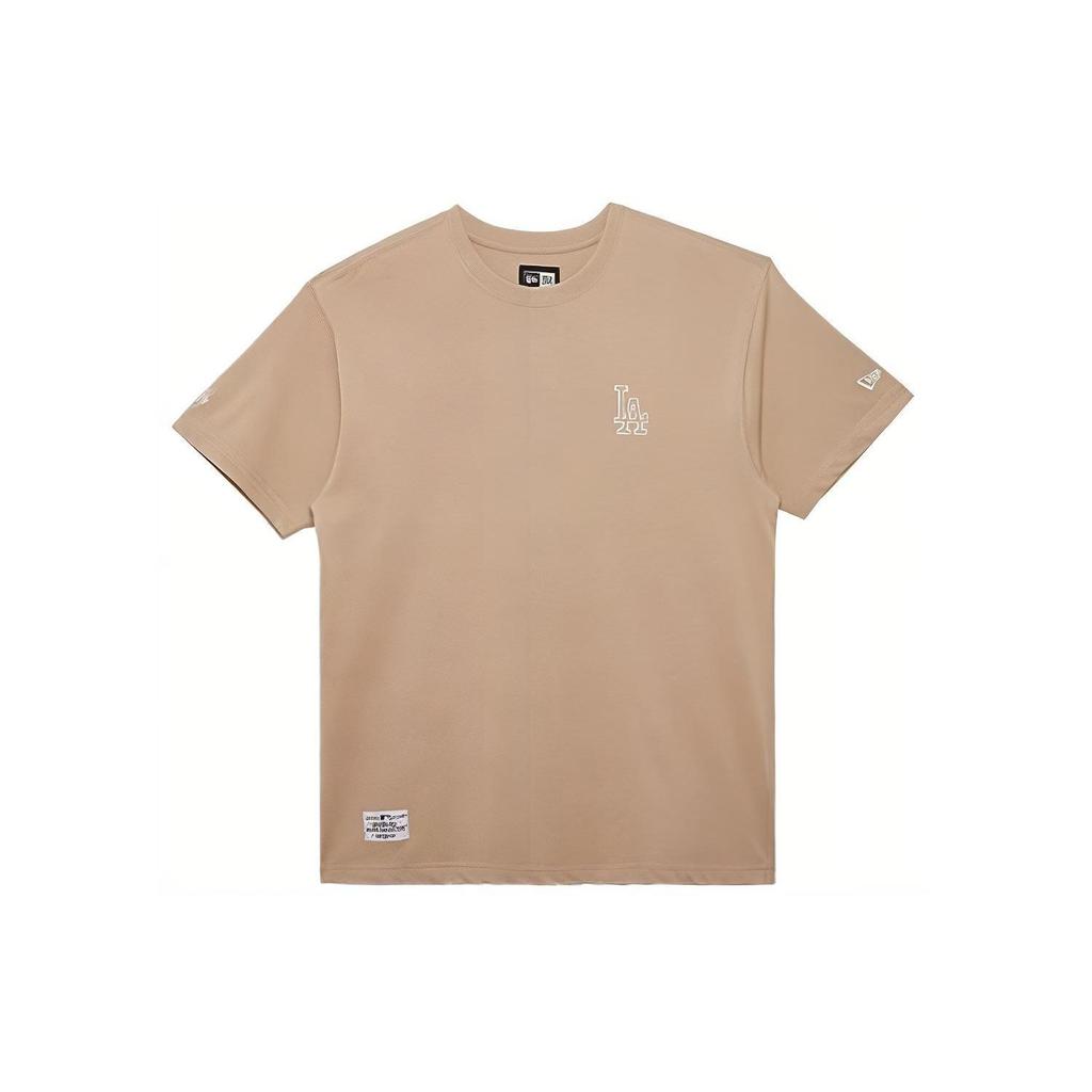 New Era MLB Skate Series Los Angeles Dodgers NY Embroidered Loose Fit Crew Neck Short Sleeve T-Shirt Men Tops Khaki 14187331