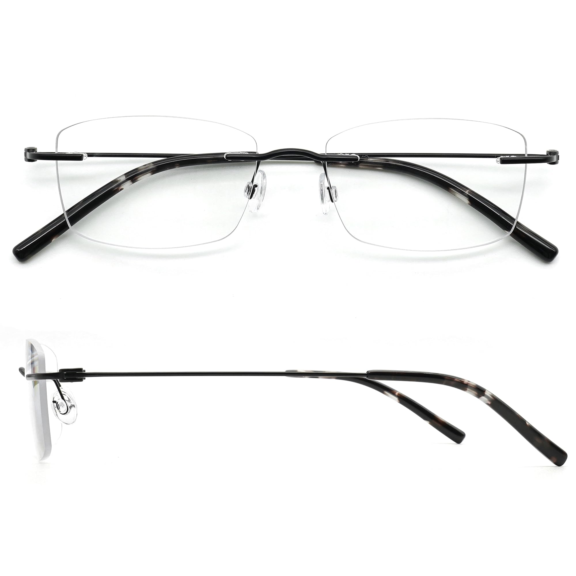 

Очки для чтения без оправы, сверхлегкие, двухточечные, очки для чтения, синий свет, черный матовый [eyeforyou] I4U-R1001 +2,00