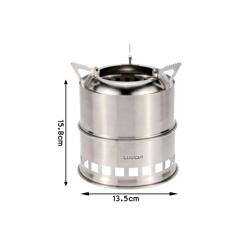 Lixada Stainless Steel Wood Stove Camping Alcohol Stove Outdoor Burner Outdoor Cooking Picnic BBQ Camping Traveling