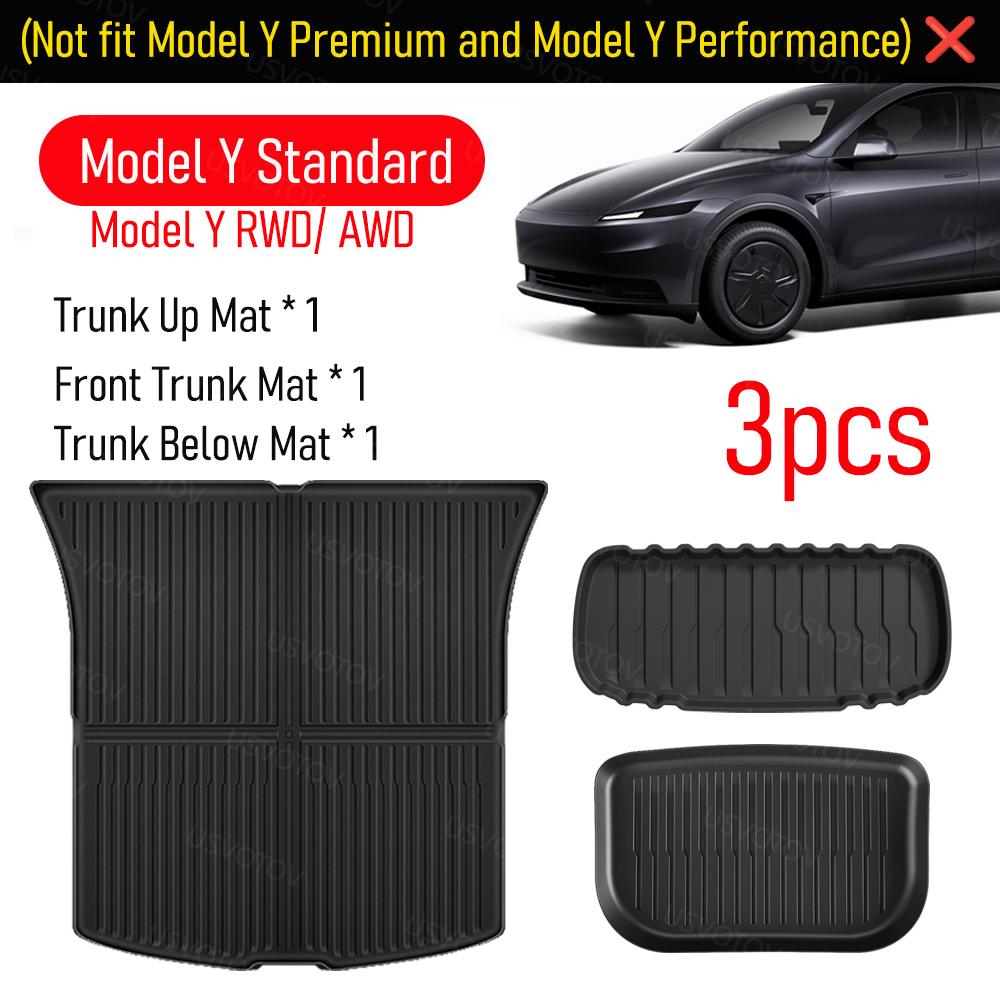Floor Mats for Tesla Model Y Standard RWD AWD 2026 All Weather Floor Mat Cargo Liner Trunk Mat Frunk Backrest Mats Accessories