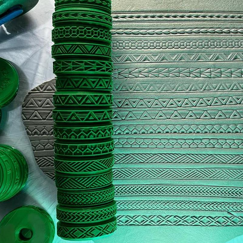 Clay Stamp Roller Ceramic Texture Wheel Geometric Flower Patterns Diy Clay Tools Body Painting Stamps Durable Art Decor