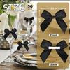 Satin Ribbon Black Bow Decor 2." Self Adhesive Premade Bows for Gift Wrapping Black Mini Bow for Treat Bags Party Favors Wedding Decorations - 50