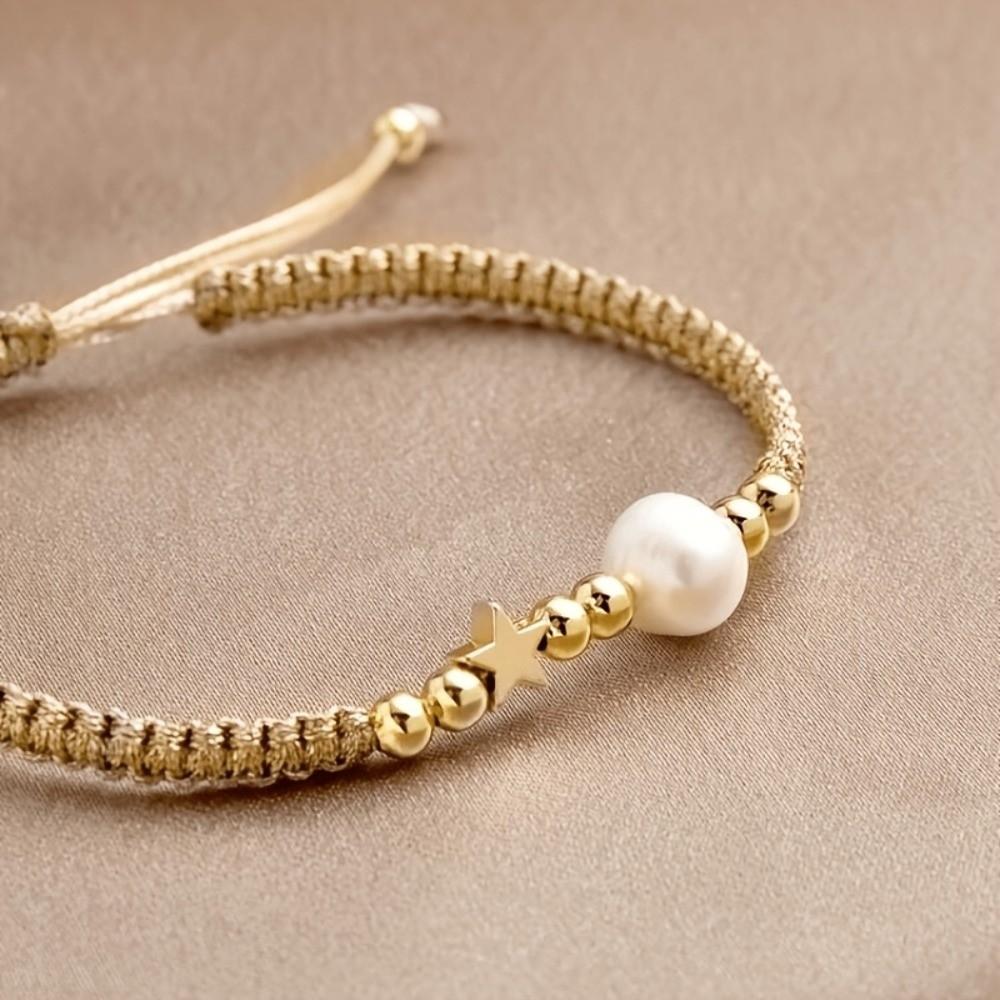 Pearl Bead Star-Shaped Bracelet Adjustable Casual Bracelet Bangle Woven Bracelet  Men
