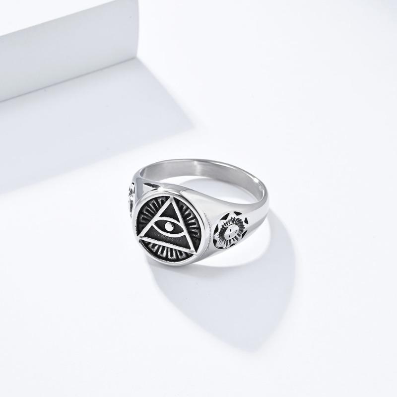 Ancient Egyptian Vintage Aged Eye of Horus Titanium Steel Ring for Mens Gold Fashion Jewellery