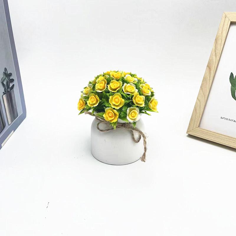Mini Rose Plastic Potted Plant Bonsai For Wedding Photography And Home Decor