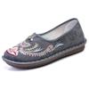 Womens Comfortable Flat Slip-On Shoes With Floral Embroidery Non-Slip Rubber Sole Cotton Upper Insole