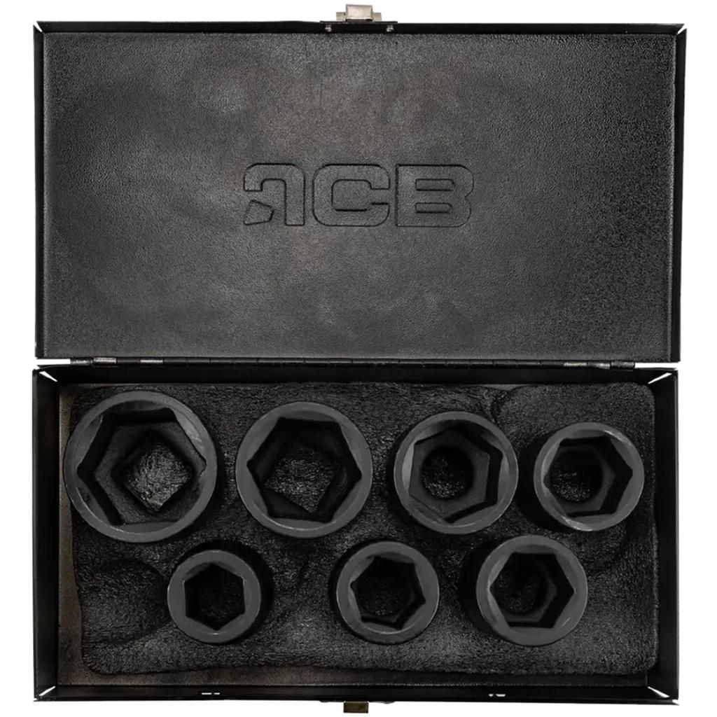 JCB 1" Cr-Mo 6-point Deep Impact Socket Set 7 Pieces 24-46