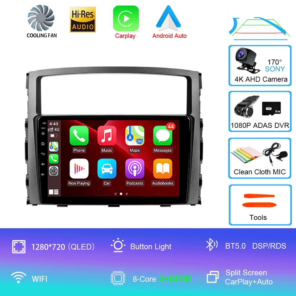 Car Radio Android14 Carplay For Mitsubishi Pajero 4 V80 V90 2006 - 2014 Navigation GPS Multimedia Player WiFi+4G Stereo video BT