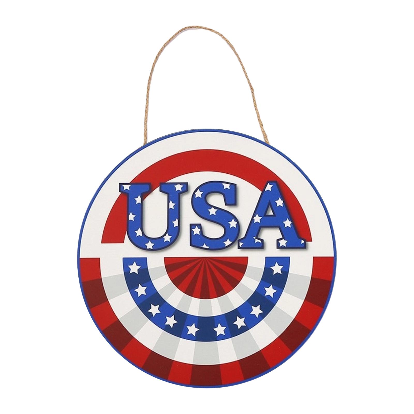 

Independence Day Wooden Welcome Sign, Patriotic Door Hanging Plaque, 4th Of Decorative Ornament For Home & Porch One Size