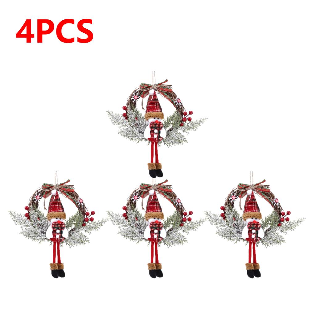 20cm Christmas Santa Berry Snowman Hanging Garland Front Door Window Artificial Wreath Xmas Holiday Art Wreath Wall Decoration