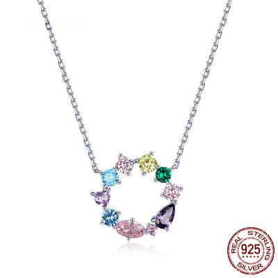 Wreath Necklace for Girl 925 Sterling Silver Jewelry Colorful AAA CZ Jewelry Original Design Gift for Women