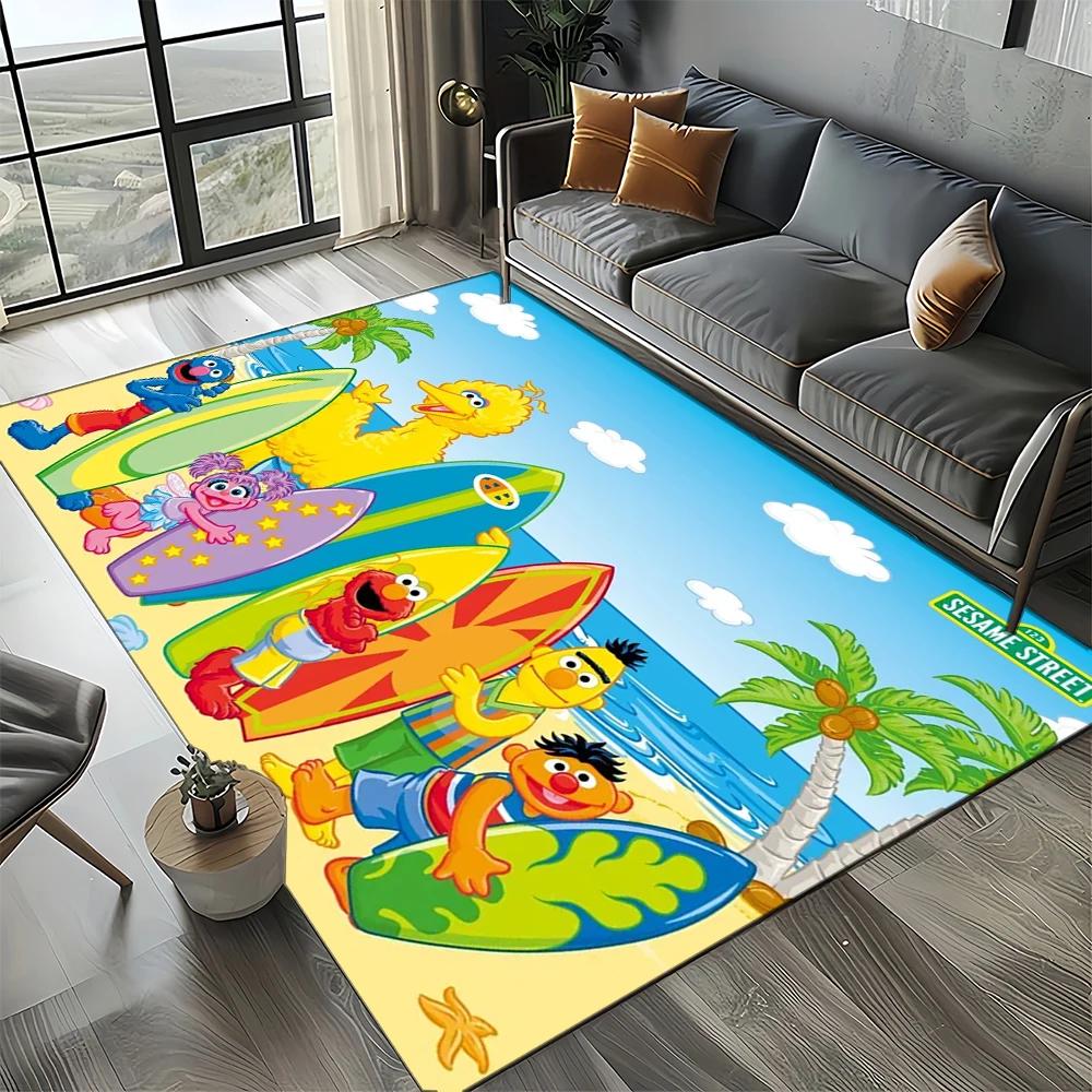 2025 New Style Sesame Street Cartoon TV Carpet Rug for Living Room Bedroom Home Sofa Decoration,Kids Play Non-slip Floor Mat
