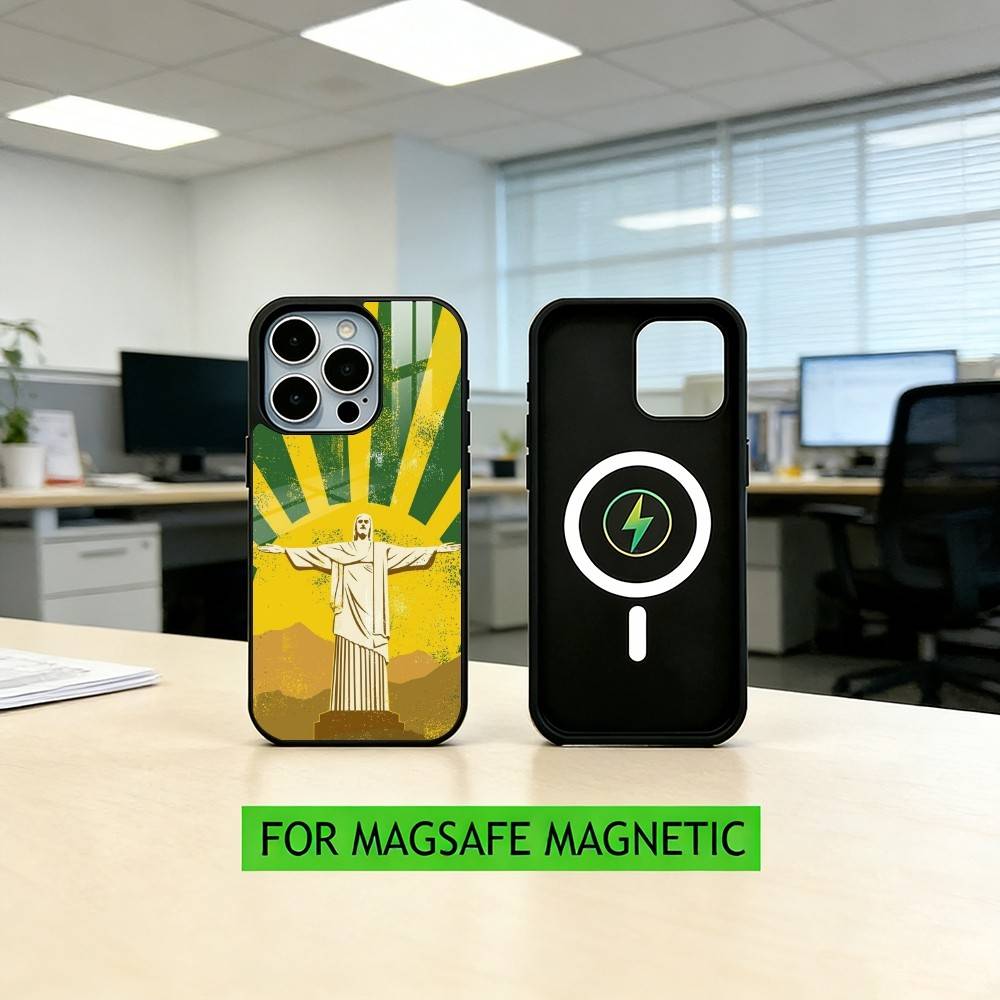 B-Brazil Brazilian Flag Phone Case For iPhone17,16,15,14,13,12,11 Plus,Pro Magnetic For Magsafe Wireless Charging