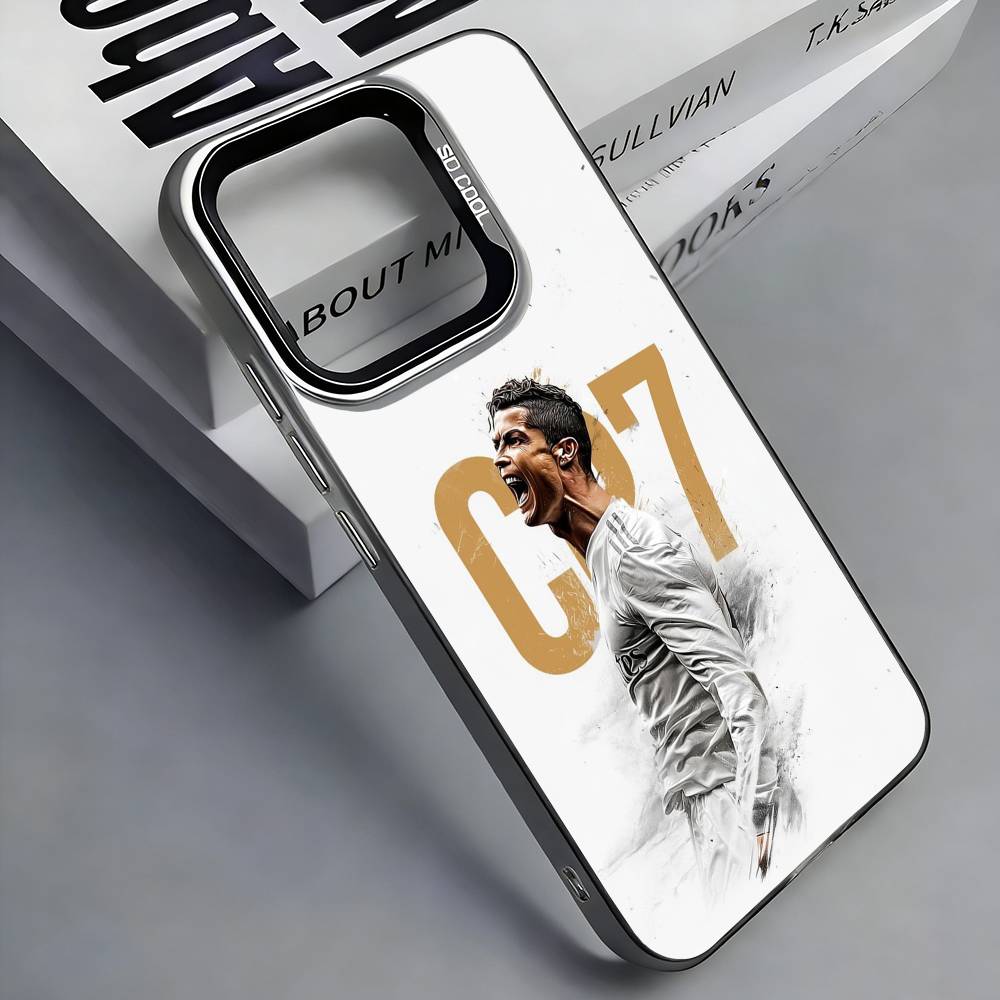 C-Cristiano R-Ronaldo Phone Case For iPhone 17, 16,15,14,13,12,11 Plus,Pro Max, Colorful Silver Funda Cover