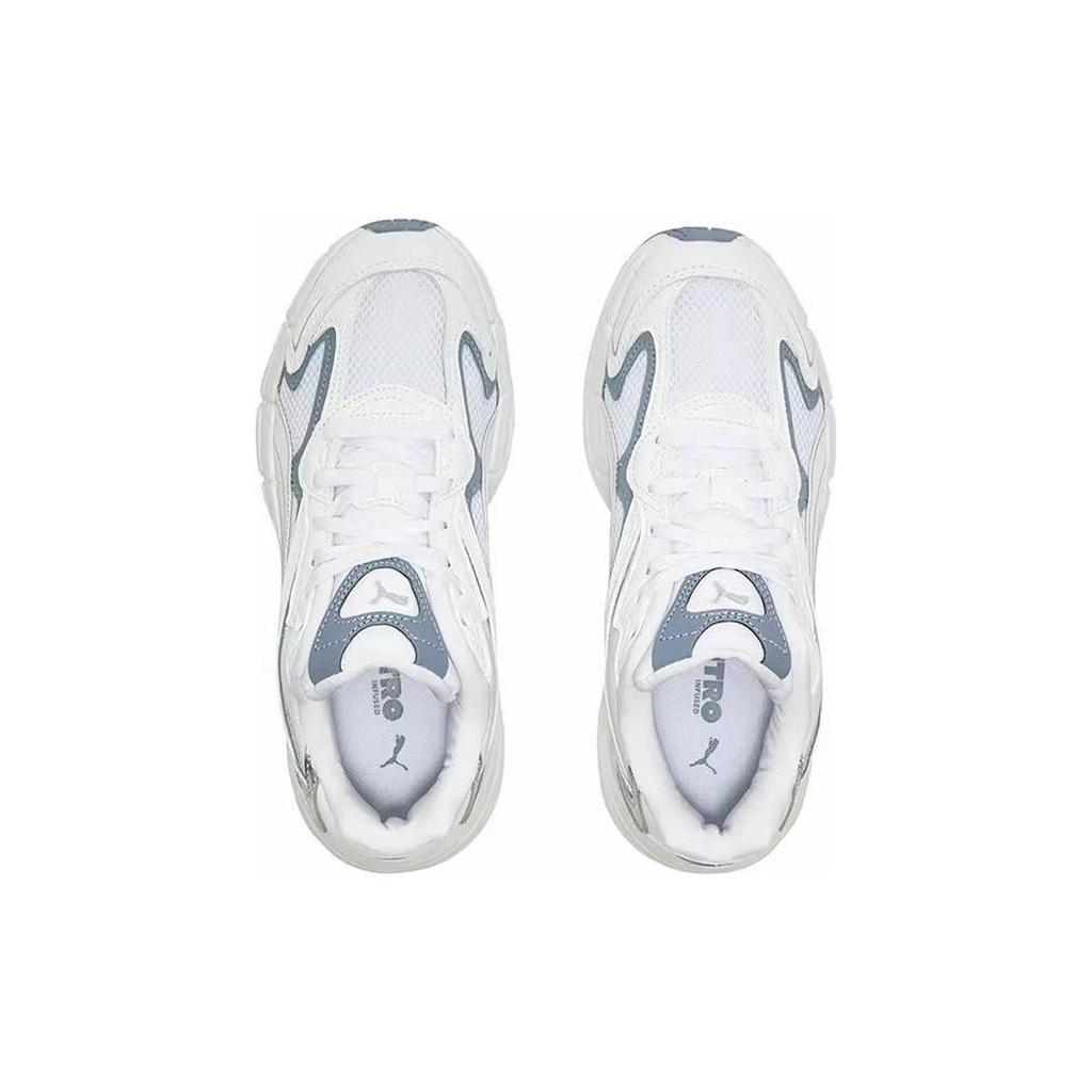 Puma Tevaris Nitro Metallic Fabric Synthetic Leather Casual Low-Top Lifestyle Shoes Women Sneaker White Blue 391098-04