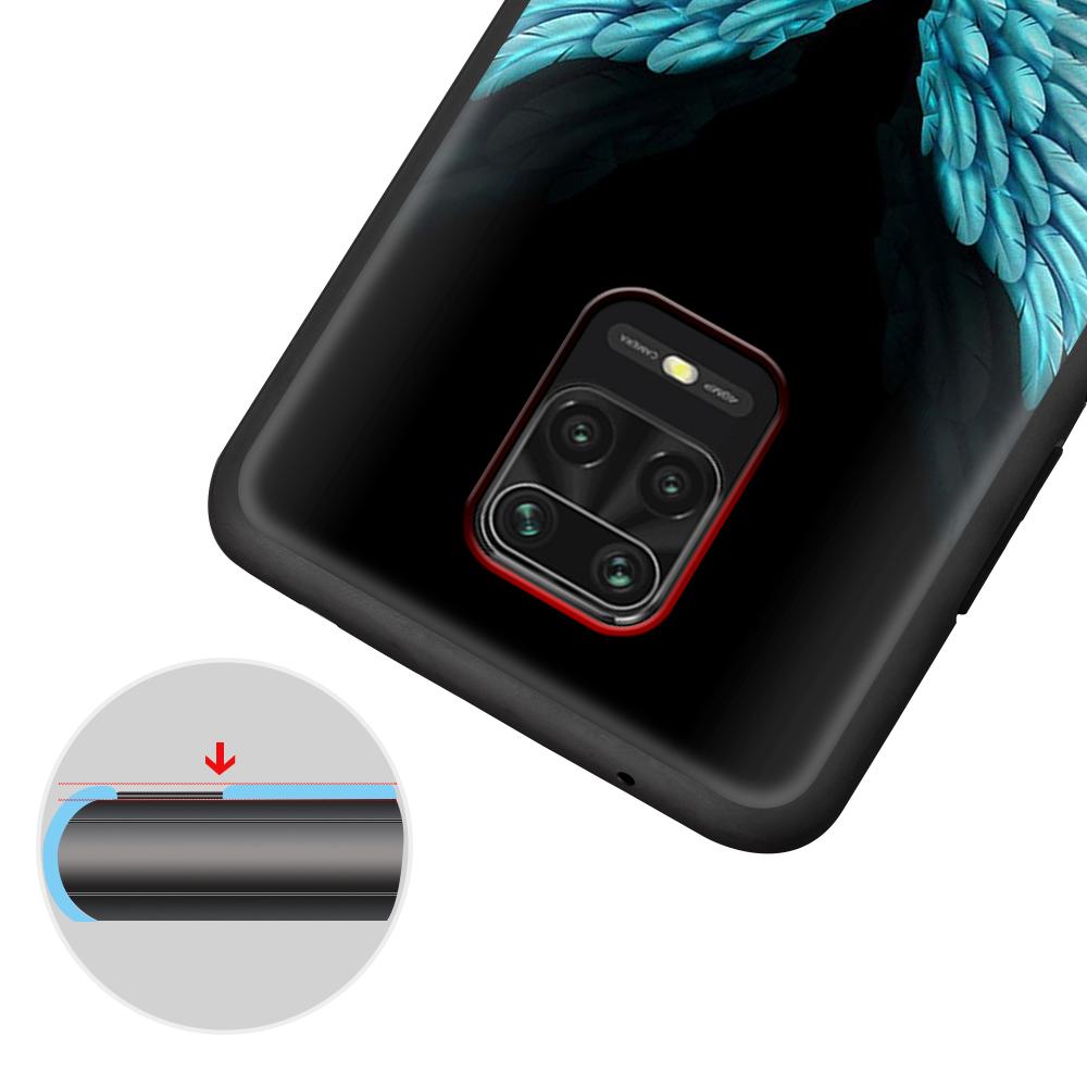 Fashion Angel Wings Case for Xiaomi Redmi Note 9S 9 8 10 11 Pro 9C 9A 7 8T 7A 8A 6A 6 10S Black Soft Silicone Phone Cover Coque
