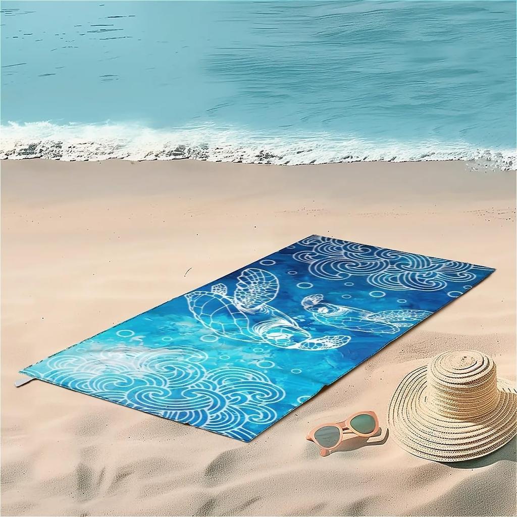 Sea Turtle lines pattern Beach Towel for Family stuffs friend Gift Quick-Dry Sand free For Bath Yoga Beach Camping Swimming GYM