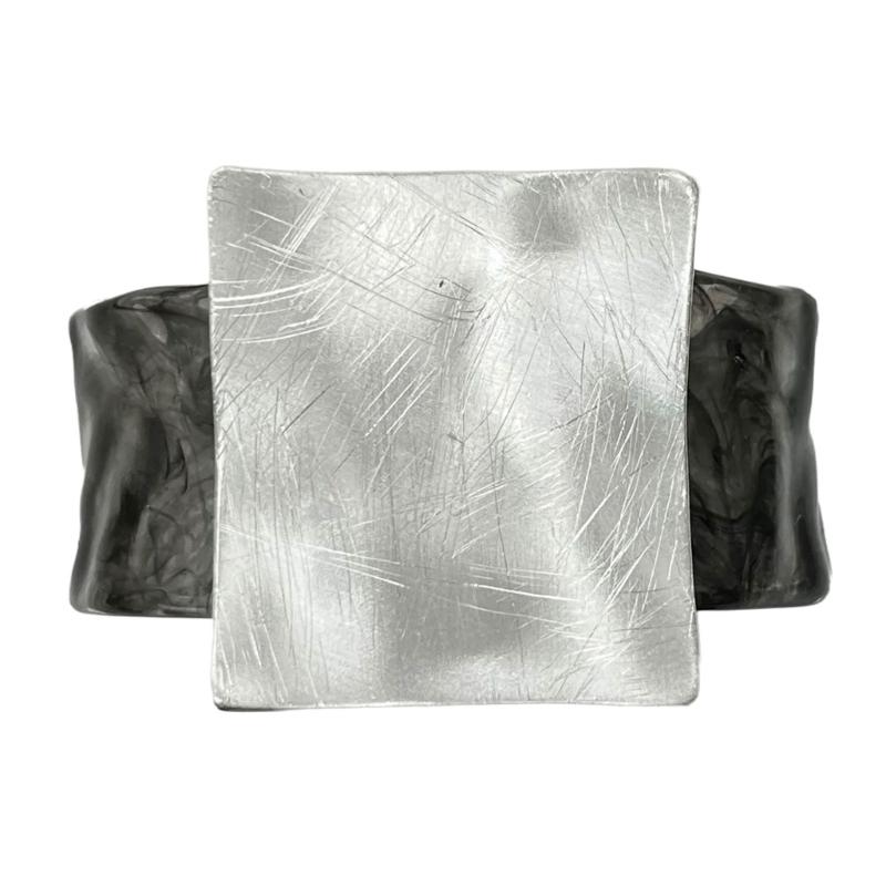 Geometric Brushed Square Metal Bracelet Elegant Bangle Adjustable Wristband Accessories for Modern Fashionable Women