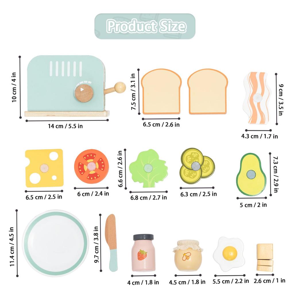 UMU Toy Bread Maker Kitchen Wooden Pretend Play Set with Toast Food Realistic Montessori Natural Gift for Cooking Toy Set Set, Cookware, Toy, Toys,