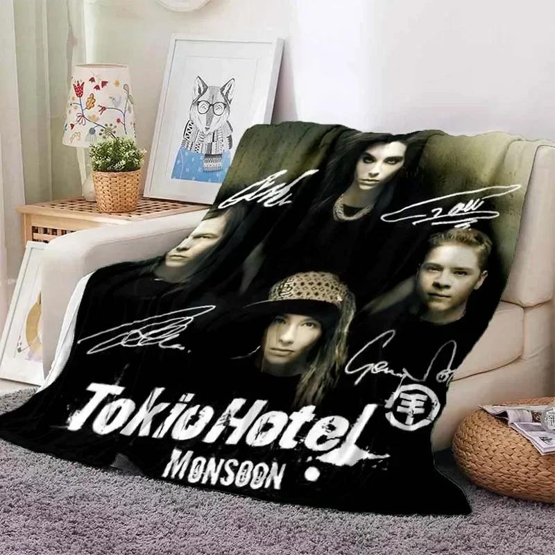 Tokio Hotel Band Retro Printed Blanket Warm Blanket Flannel Soft and Comfortable Blanket Home Travel Bedding Birthday Gift