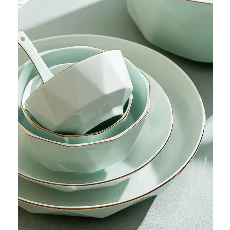 Aiqiyi Xuan DH Yingqing Ceramic Dinnerware Set 4-Person 22-Piece Set