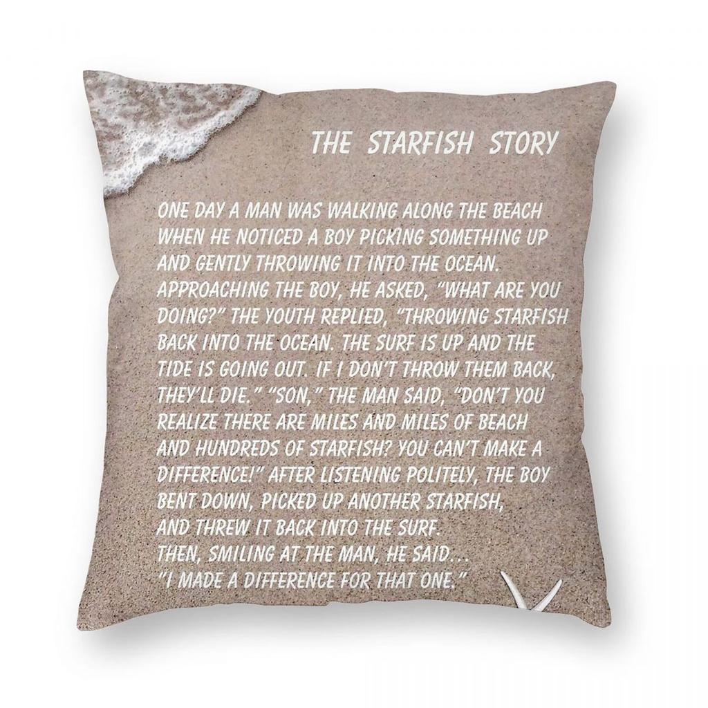 Starfish Story How To Make A Difference Square Pillowcase Polyester Linen Velvet Pattern Zip Decor Pillow Sofa Cushion Cover
