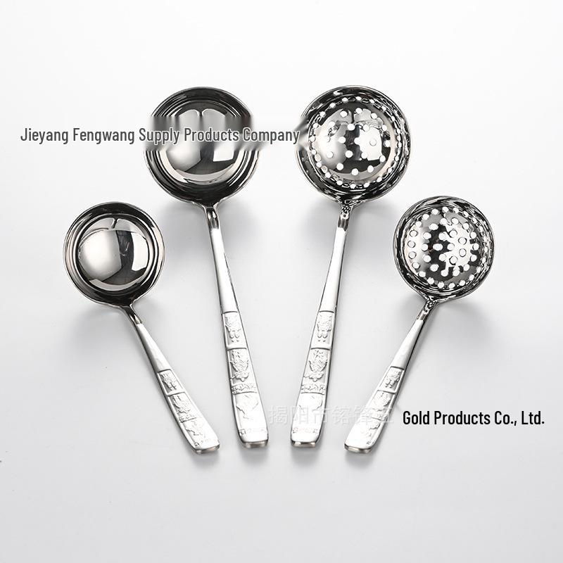 304 Stainless Steel Hammered Texture Soup Ladle - Long Handle for Hotel or Home Use