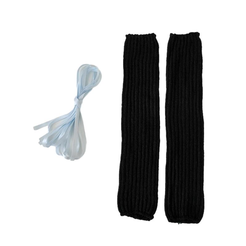 Japanese Style Leg Warmers Gothic Knit Long Socks Leggings Gaiters Autumn Winter Cuffs Ankle Heaps Socks