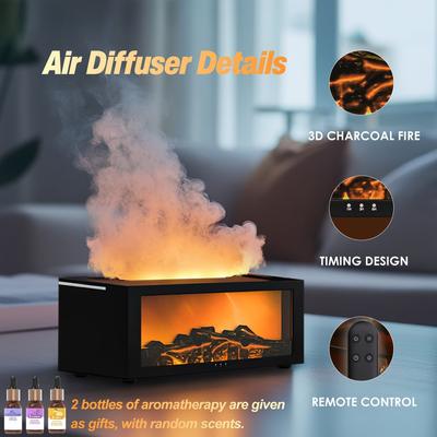 Simulare 3D Flacără Șemineu Umidificator de Aer Silent Air Aromatherapy Machine Smart Essential Oil Parfum Diffuser