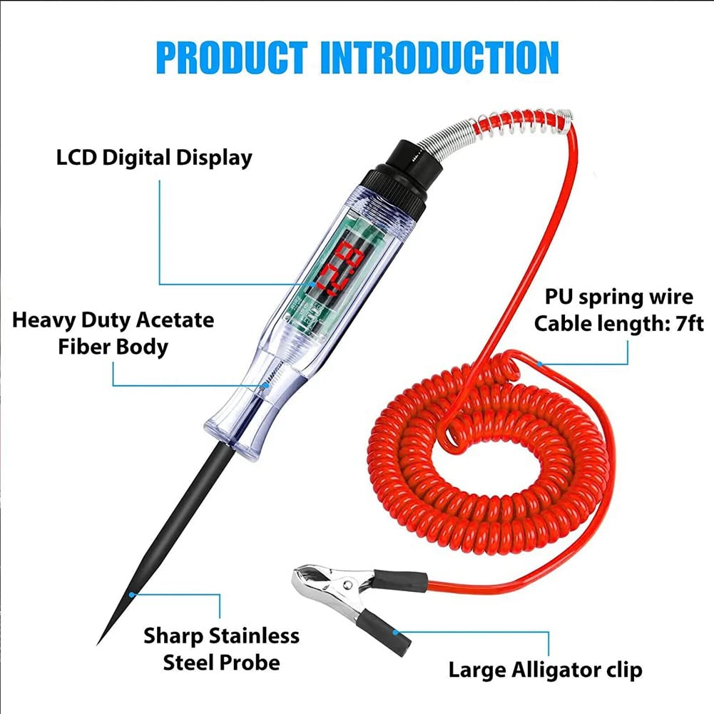 Circuit Test Pen, Car Circuit Tester, LCD Tester for Digital Circuits, Voltage Probe Pin (3-70V)