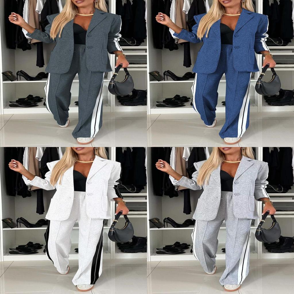 Fall Women Long Sleeve Blazer Suit With Pockets For Office Casual Style