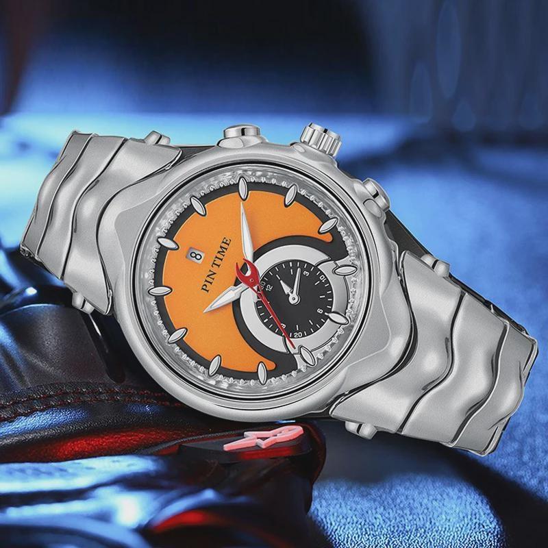 PINTIME Y2K Creative Retro Style Luxury Men's Waterproof Luminous Stainless Steel Watch Fashion Punk Date Quartz Watches