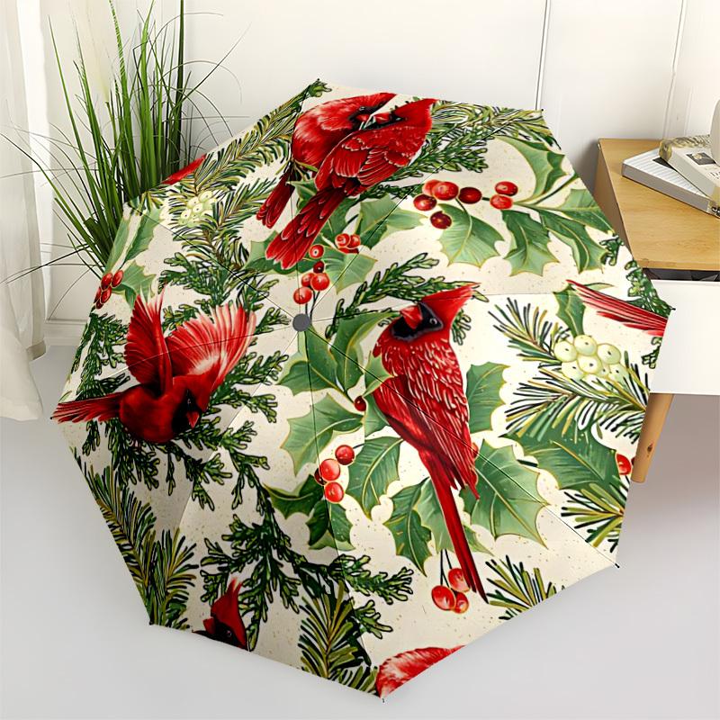 

1pc Cardinal Christmas Automatic Umbrella Portable Home Essential Umbrella, Iron Umbrella Structure Suitable for All Seasons yy251123165