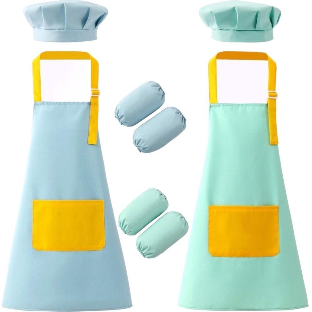 Cartoon Kids Apron Solid Color Chef's Uniform New Children's Bib Cooking
