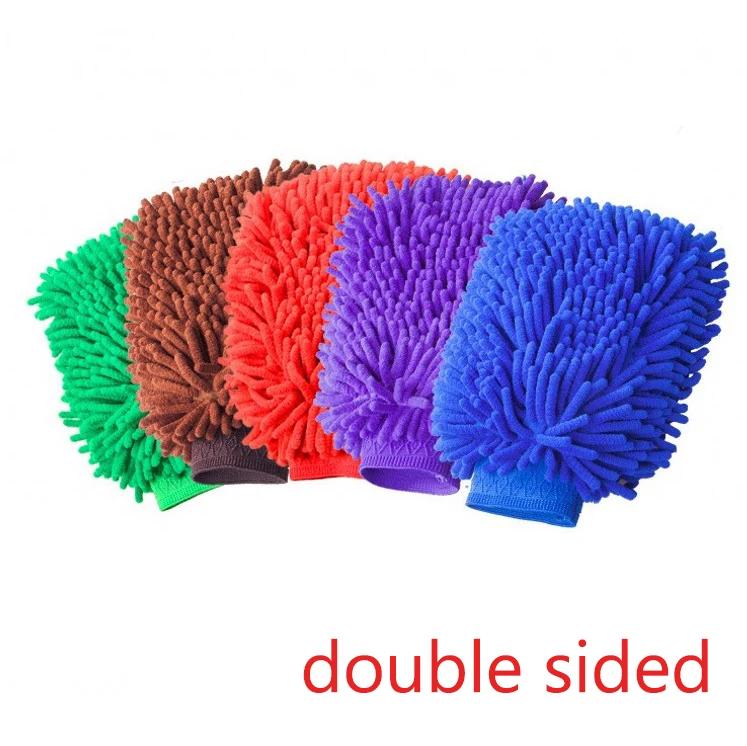 2 In 1 Coral Fleece Car Wash Gloves Thickened Cars Cleaning Gloves Absorbent Brush Gloves Auto Detail Care Cleaning