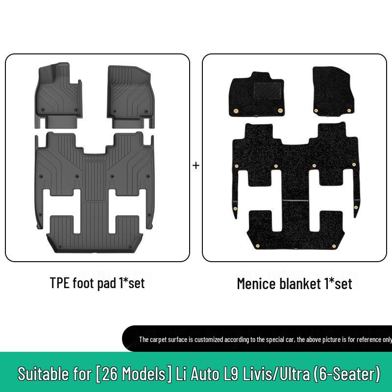 Eco-Friendly TPE Floor & Trunk Mats for 26 Li Auto L9 Livis/Ultra Models