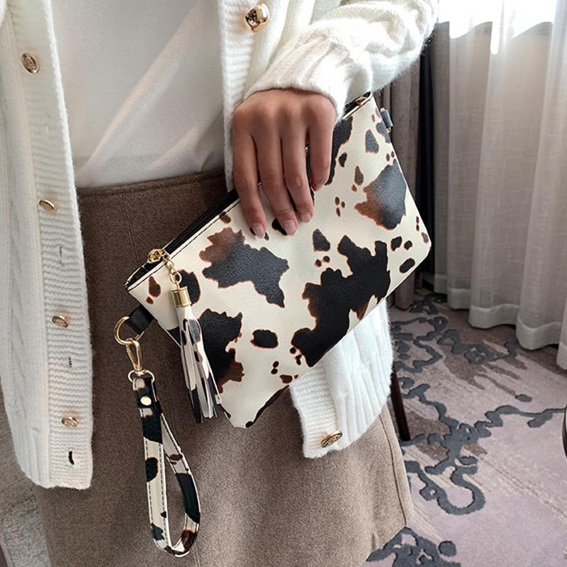 Women Clutch Bag Leopard Print Long Wallets Female Fashion Design PU Leather Wallet Messenger Bag Ladies Elegant Handbag Change Key Case