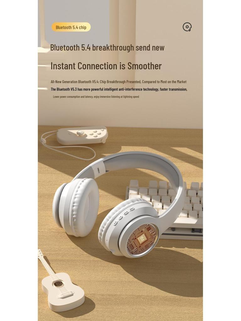 Trendy Over-Ear Bluetooth Headphones with Heavy Bass for Sports & E-sports