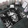 Skull Black and White Snake Moth Skeleton Mandala Moon Star Pattern Indoor Outdoor Accent Rug for Home Living Room Decor