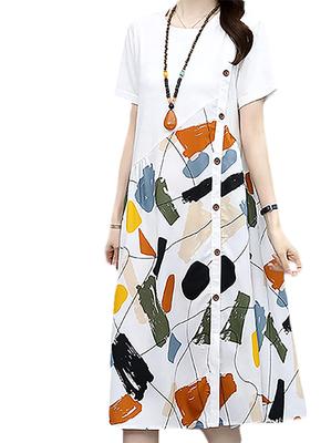 Babestar Casual Maternity Summer Short Loose Refreshing Summer Slimming Perfect for One Size Fits Women's Dress, Sleeve, Fit, Mid-Length Sleeves,