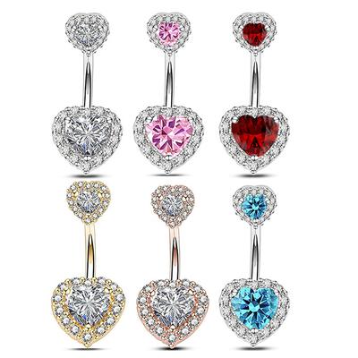 Heart Navel Ring Belly Button Piercing Stainless Steel Belly Piercing Jewelry For Women Beach Body Piercing