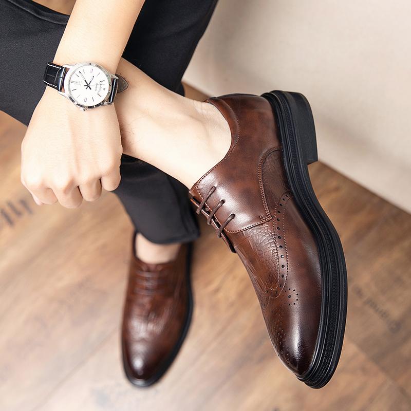 Fashion Brand Spring Autumn Men Dress Shoes Lace Up Casual Black Leather Shoes Men Loafers Luxury Wedding Party Male Shoes men